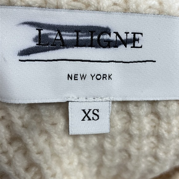 La Ligne Cashmere Sweater XS Ivory Cropped Ribbed Mock Neck Soft Luxury Knit - Picture 6 of 9
